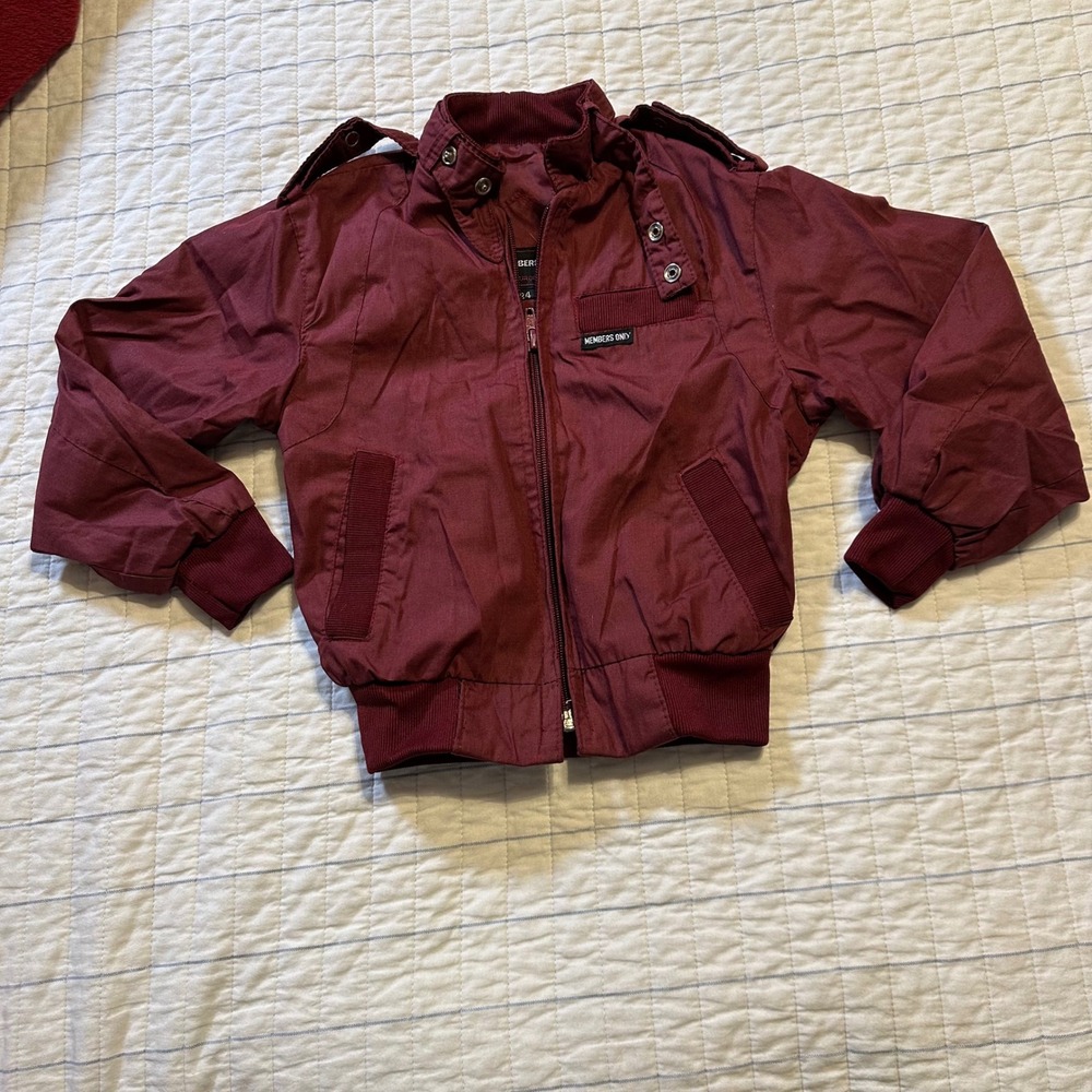 Vintage Members Only Kids Burgundy Racer Jacket Europe Craft Maroon Size 24